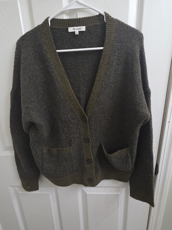 Madewell Sweaters - Madewell Olive Knit Button-Up Pocket Cardigan